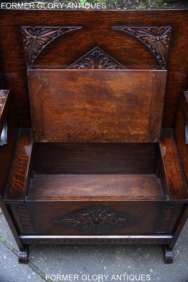Image 79 of CARVED OAK MONKS BENCH BOX SETTLE ARMCHAIR STAND PEW CHEST