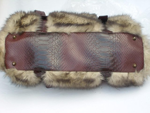 Image 2 of DENTS Brown Faux Furry Shoulder Handbag