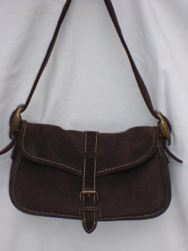 Preview of the first image of GAP Brown Suede Shoulder Bag/Handbag.