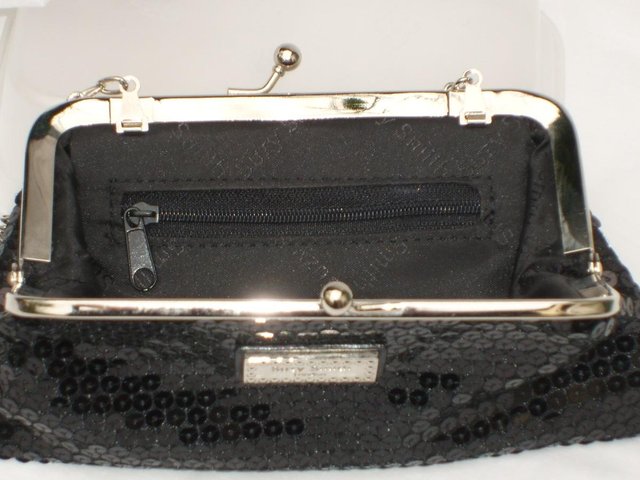 Image 2 of SUZY SMITH Black Sequin Snap Top Handbag/Clutch NEW!