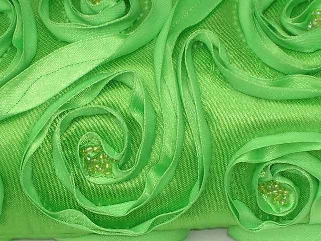 Image 2 of VOLUM Green Satin Evening Handbag/Clutch