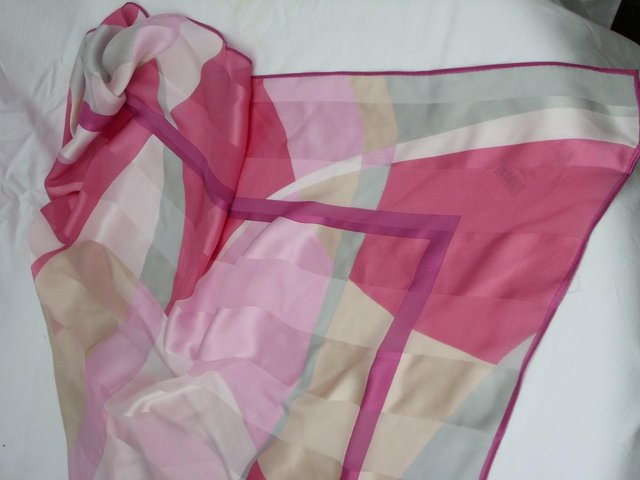 Image 2 of CATERINA Large Square Pink Silk Scarf – NEW