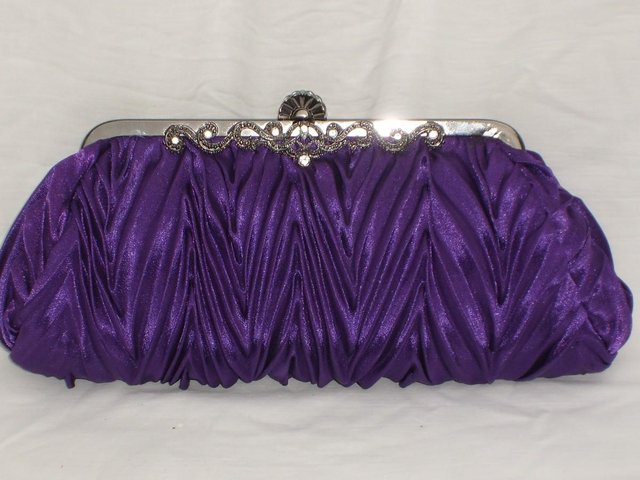Preview of the first image of Pleated Purple Satin Evening Handbag/Clutch NEW!.