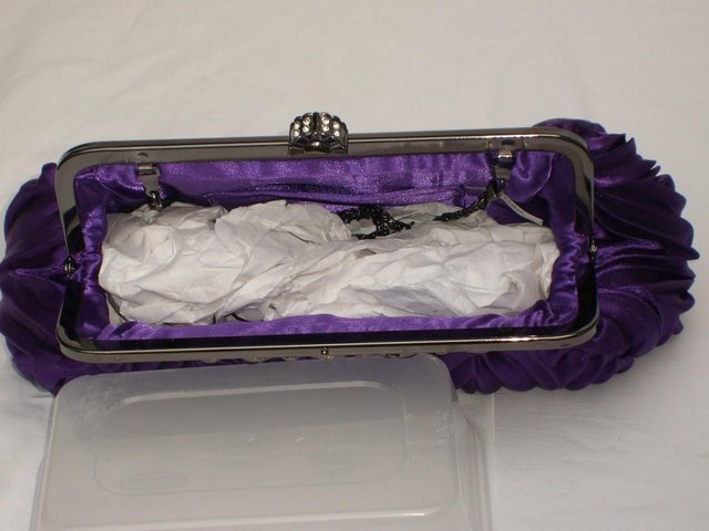 Image 3 of Pleated Purple Satin Evening Handbag/Clutch NEW!