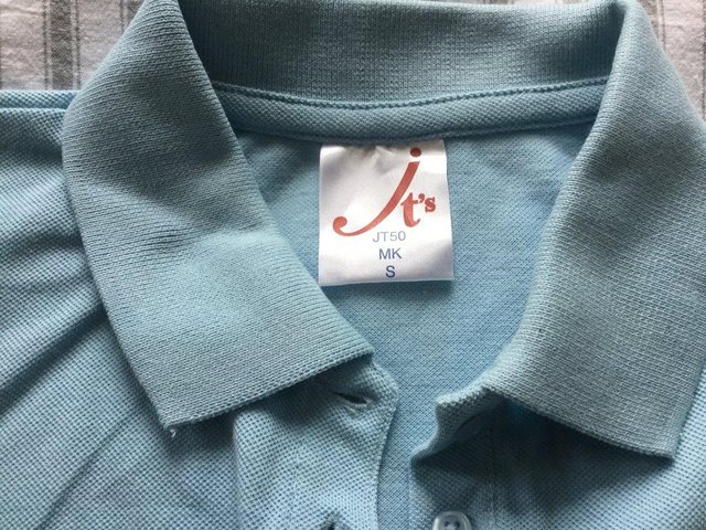 Image 2 of BN Unisex Quality Cotton Polo Shirts, Sky Blue, sz S & XL