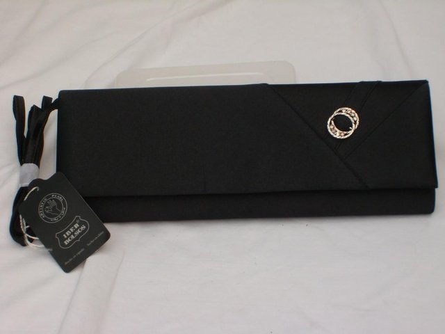 Preview of the first image of IBER BOLSOS Black Satin Evening Handbag/Clutch NEW!.
