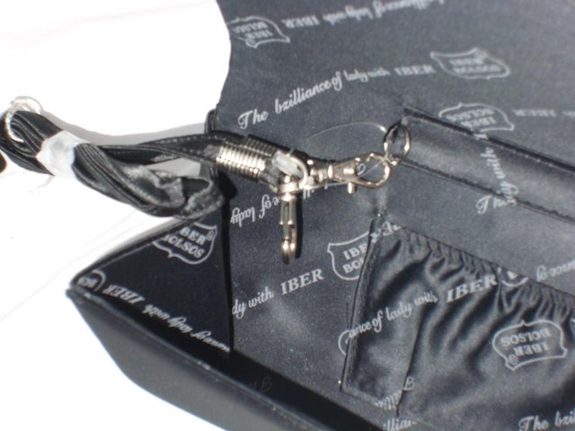 Image 3 of IBER BOLSOS Black Satin Evening Handbag/Clutch NEW!