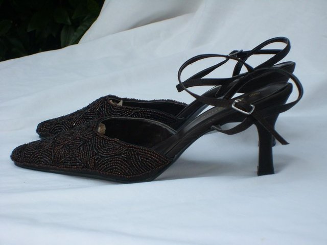 Image 2 of ELEGANCE Brown Beaded Shoes – Size 6/39