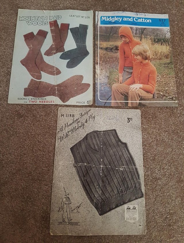 Preview of the first image of 3 Vintage Knitting Patterns.     BX3.
