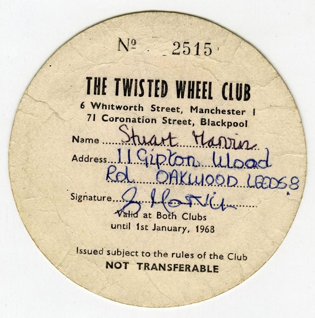 Image 2 of Twisted Wheel Club Manchester 1967 Membership Card
