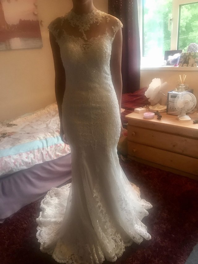 Image 3 of Eternity Bride Mermaid Wedding Dress Size 10 Never Been Worn