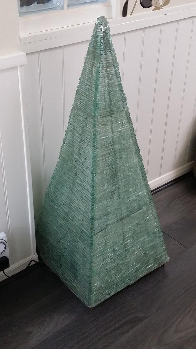 Image 2 of Large Handcrafted Glass Pyramid Lamp