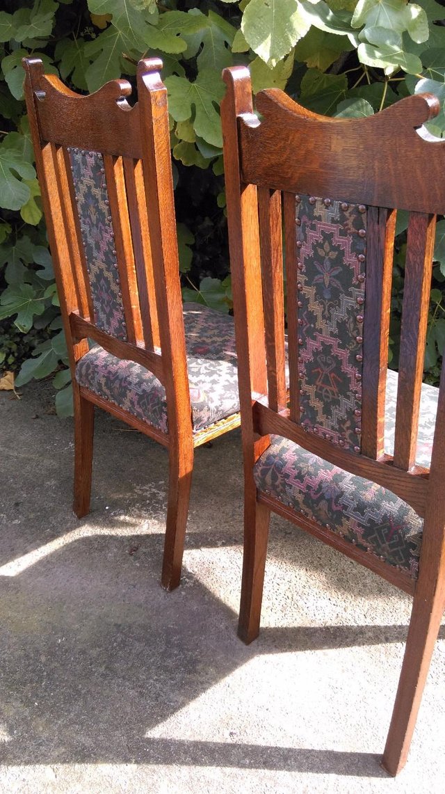 Image 2 of A pair of beautiful antique oak hall side chairs