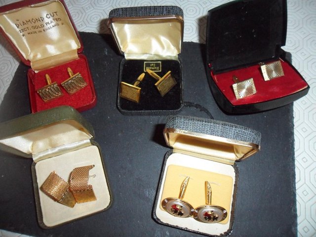 Preview of the first image of Gold Plated Cuff Links in boxes.