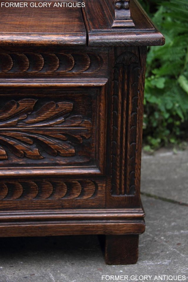 Image 20 of VICTORIAN CARVED OAK MONKS BENCH BOX SETTLE PEW CHEST