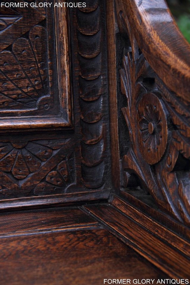 Image 29 of VICTORIAN CARVED OAK MONKS BENCH BOX SETTLE PEW CHEST