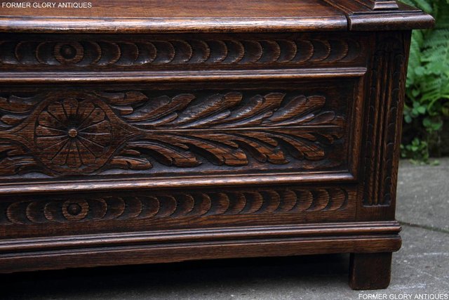 Image 35 of VICTORIAN CARVED OAK MONKS BENCH BOX SETTLE PEW CHEST