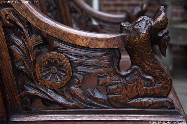 Image 53 of VICTORIAN CARVED OAK MONKS BENCH BOX SETTLE PEW CHEST