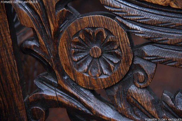 Image 57 of VICTORIAN CARVED OAK MONKS BENCH BOX SETTLE PEW CHEST