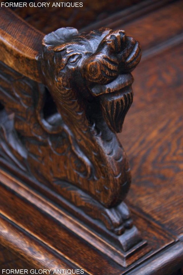 Image 65 of VICTORIAN CARVED OAK MONKS BENCH BOX SETTLE PEW CHEST