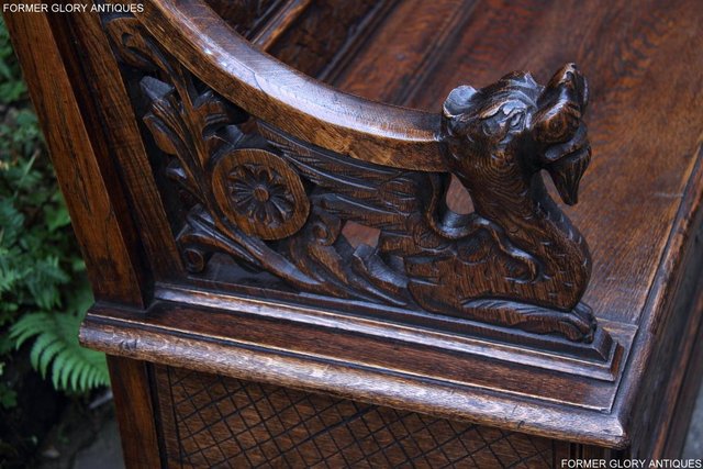 Image 78 of VICTORIAN CARVED OAK MONKS BENCH BOX SETTLE PEW CHEST