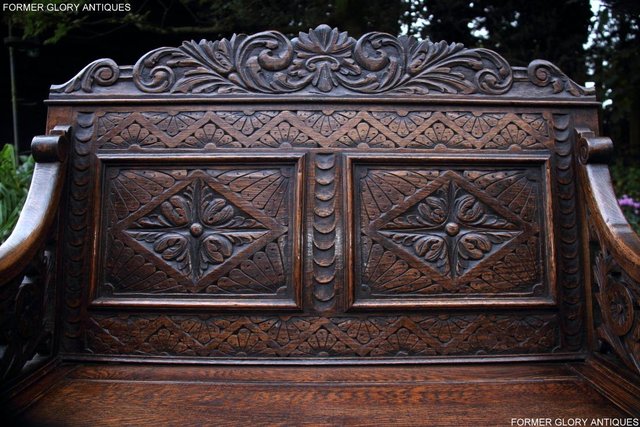 Image 90 of VICTORIAN CARVED OAK MONKS BENCH BOX SETTLE PEW CHEST