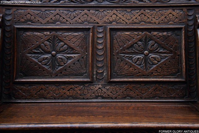 Image 106 of VICTORIAN CARVED OAK MONKS BENCH BOX SETTLE PEW CHEST
