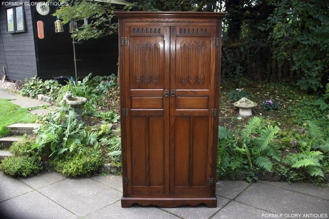 Preview of the first image of OLD CHARM CARVED LIGHT OAK BEDROOM WARDROBE HALL STAND UNIT.