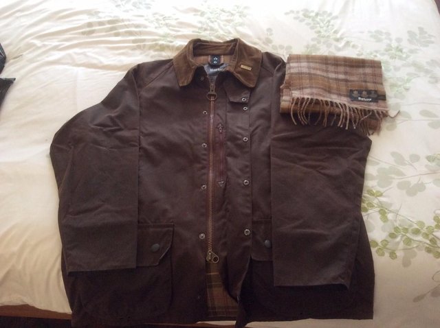 Image 3 of Barbour Classic BeaufortWax Jacket & Cashmere Scarf
