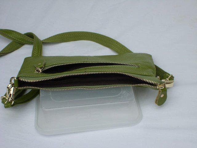 Image 2 of Slim Lime Green Leather Handbag & 2 Straps NEW!