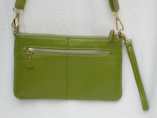 Image 3 of Slim Lime Green Leather Handbag & 2 Straps NEW!