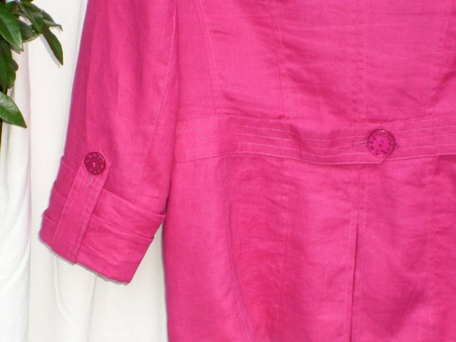 Image 2 of PER UNA Cerise Linen Jacket Top – Size 16