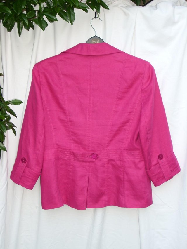 Image 3 of PER UNA Cerise Linen Jacket Top – Size 16