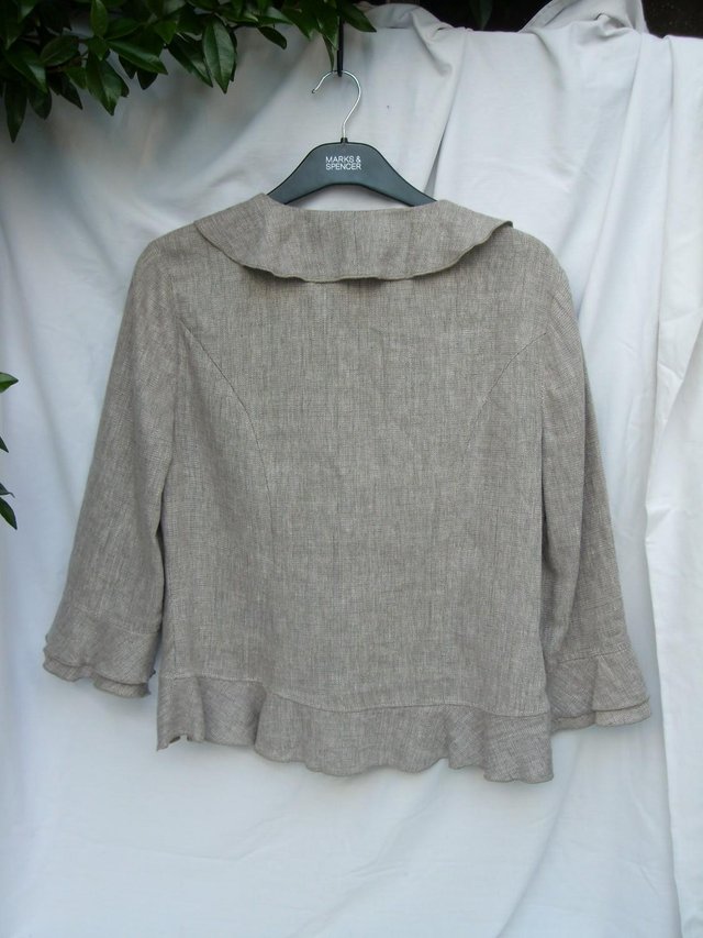 Image 2 of COUNTRY CASUALS Linen Mix Ruffle Jacket Top – Size 12