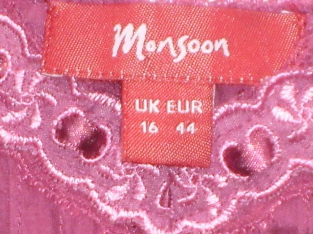 Image 2 of MONSOON Dusky Pink Silk Top - Size 16