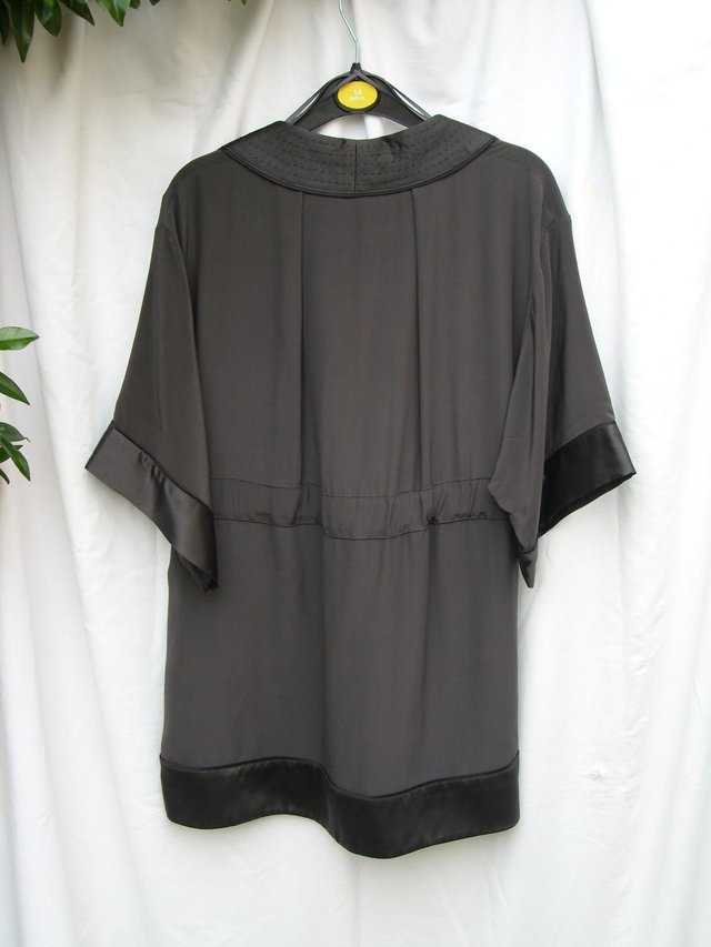 Image 2 of NEXT SIGNATURE Grey/Black Silk Top - Size 16