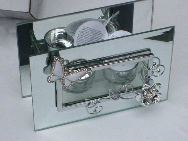 Preview of the first image of Butterflies Mirrored Tea Light Holder – NEW!.