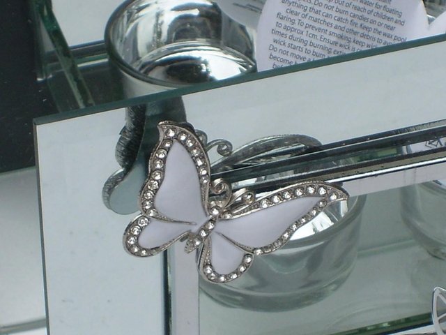 Image 2 of Butterflies Mirrored Tea Light Holder – NEW!