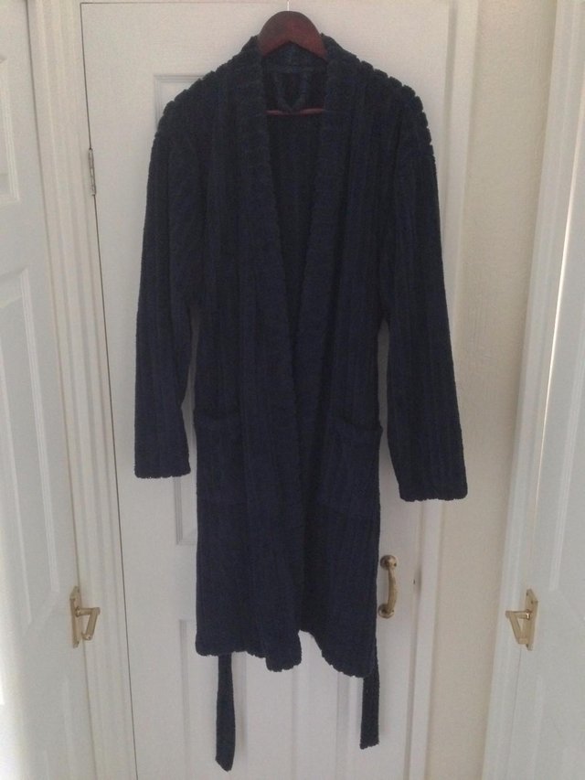 Preview of the first image of Dark Blue George Super Soft Dressing Gown - XL.