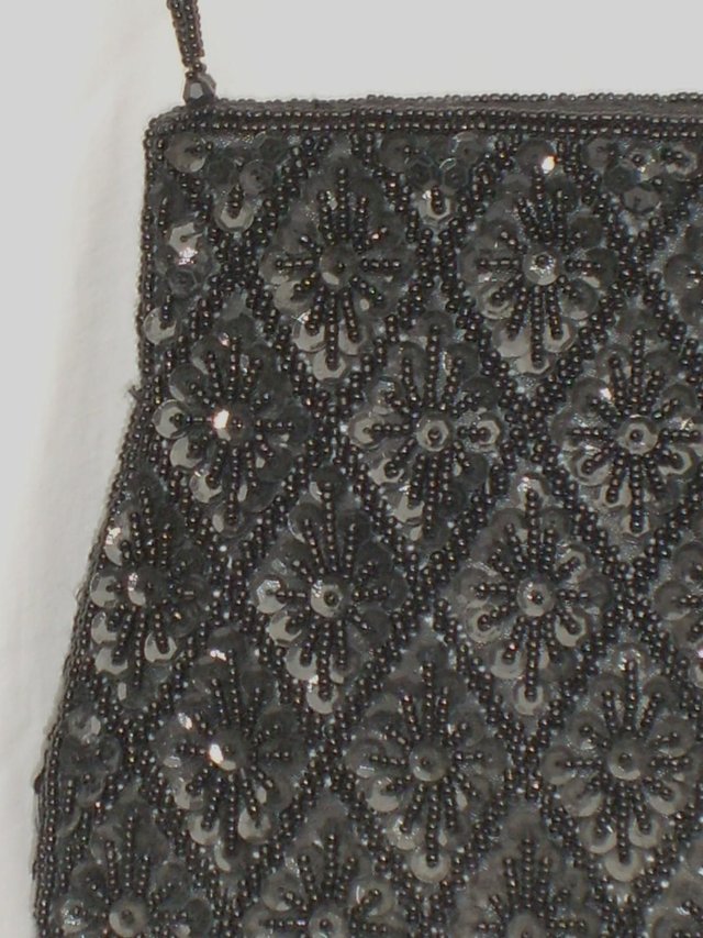 Image 2 of Black Bead/Sequin Handbag With Beaded Handles NEW!
