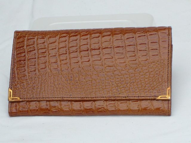 Preview of the first image of Mock Croc Embossed Leather Wallet - NEW.