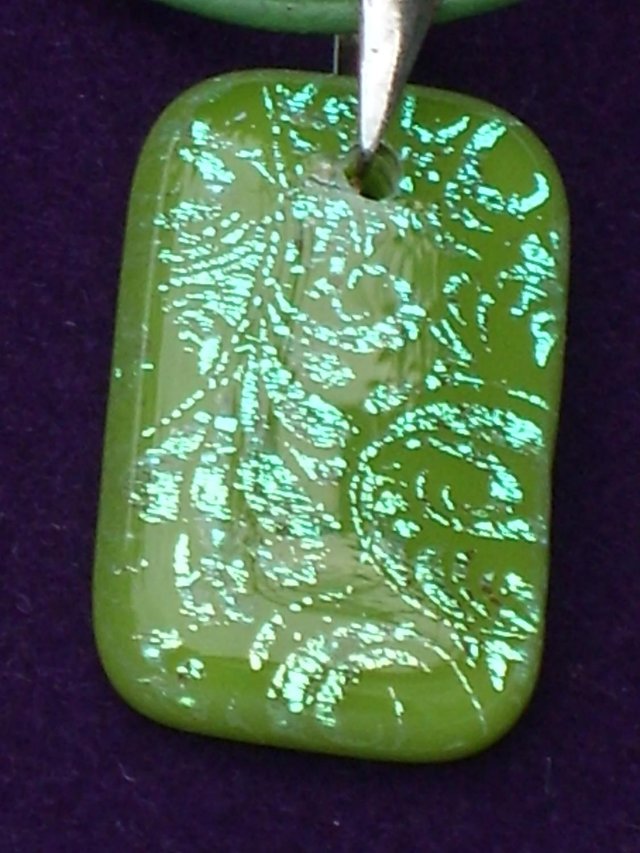 Preview of the first image of Sara Berry Artisan 925 Silver & Glass Pendant Necklace.