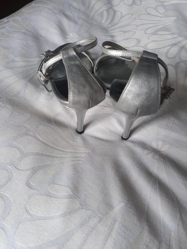 Image 2 of Miss Selfridge silver strappy sandals- size 6
