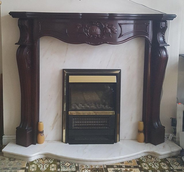Preview of the first image of Mahogany quality mantle only...marble hearth now sold..
