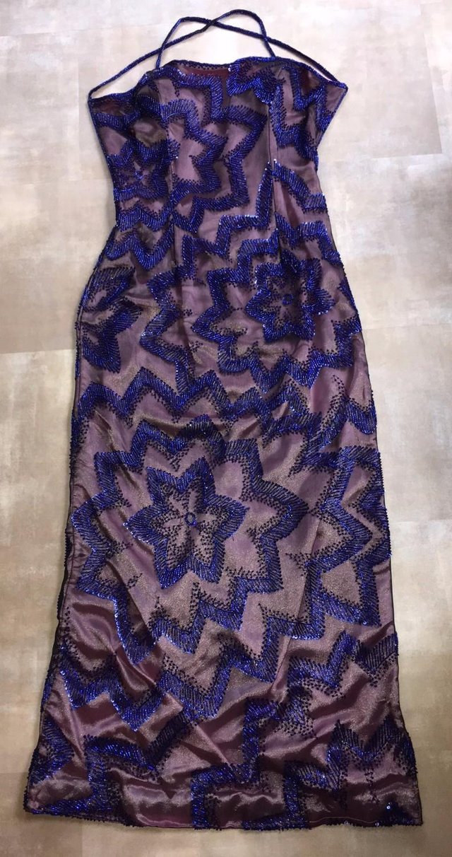 Preview of the first image of Purple/Blue Maxi Cross-Over Slip Dress - Size 8 (never worn).