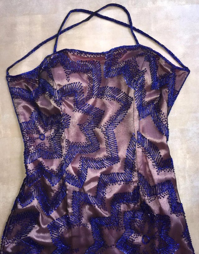 Image 2 of Purple/Blue Maxi Cross-Over Slip Dress - Size 8 (never worn)