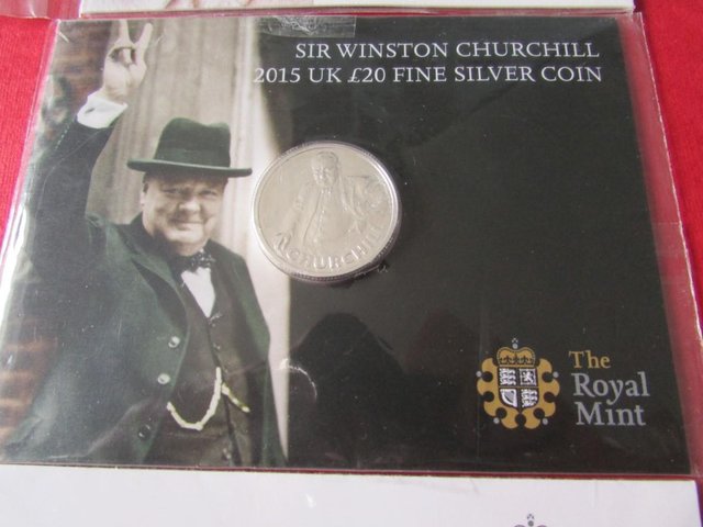 Preview of the first image of 2015 SIR WINSTON CHURCHILL  UK £20 FINE SILVER COIN..