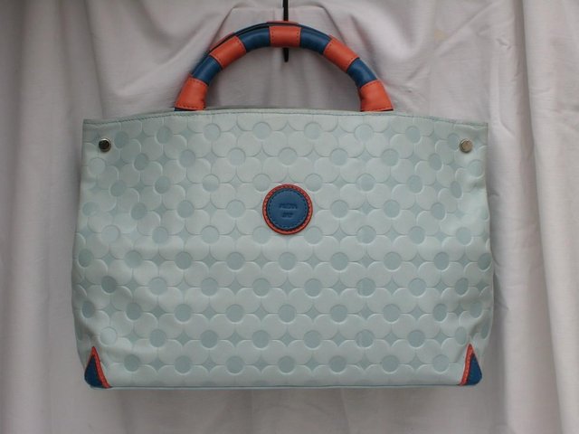 Preview of the first image of ALEXA JAY Powder Blue Leather Grab Bag/Handbag.