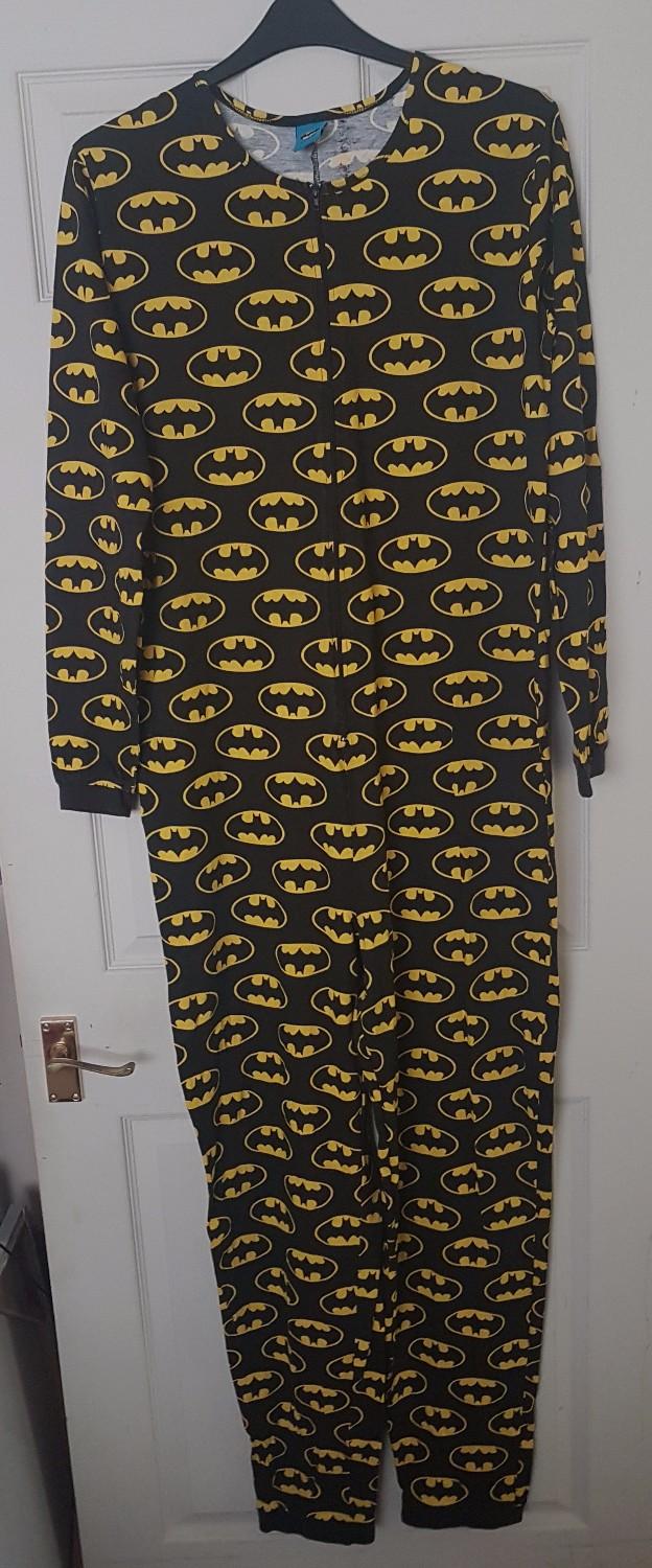 Preview of the first image of Fantastic Men's Black/Yellow Batman Onesie - Sz M. B23.