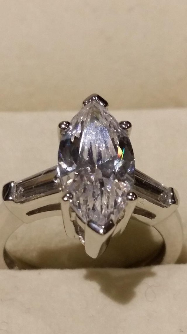 Preview of the first image of Sterling Silver Marquise Cubic Zirconia Ring - NEW.
